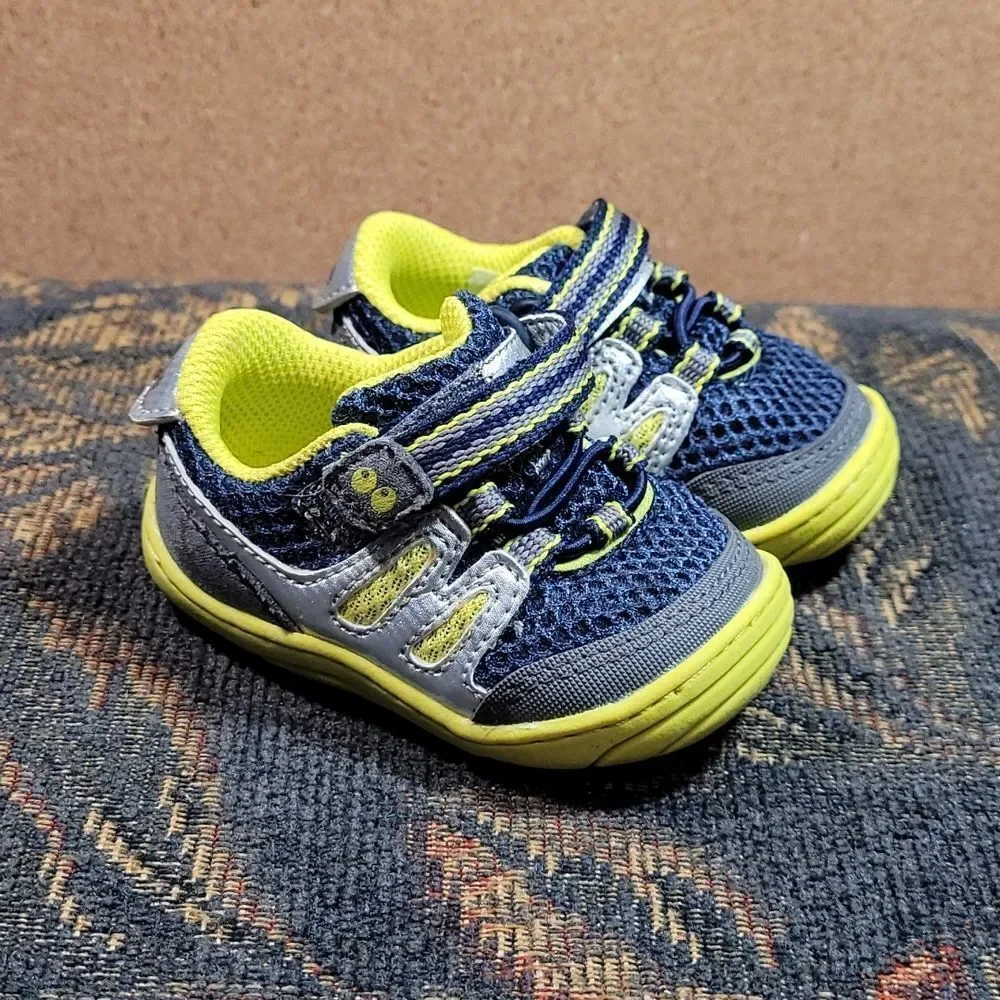 Surprize by Stride Rite Aston Navy and Lime Sneakers- Size 2